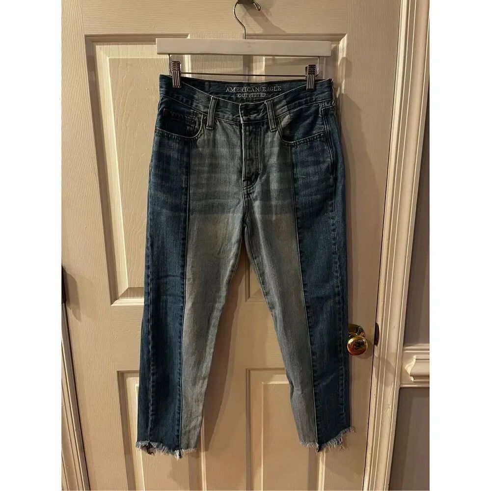 American Eagle Vintage High-Rise Two Tone Jeans sz 4 EUC